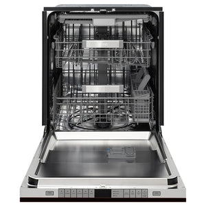 ZLINE 24 in. Monument Series 3rd Rack Dishwasher with Auto Door Open Drying, 44dBa, Oil Rubbed Bronze Panel (DWMT-ORB-24) front, open.