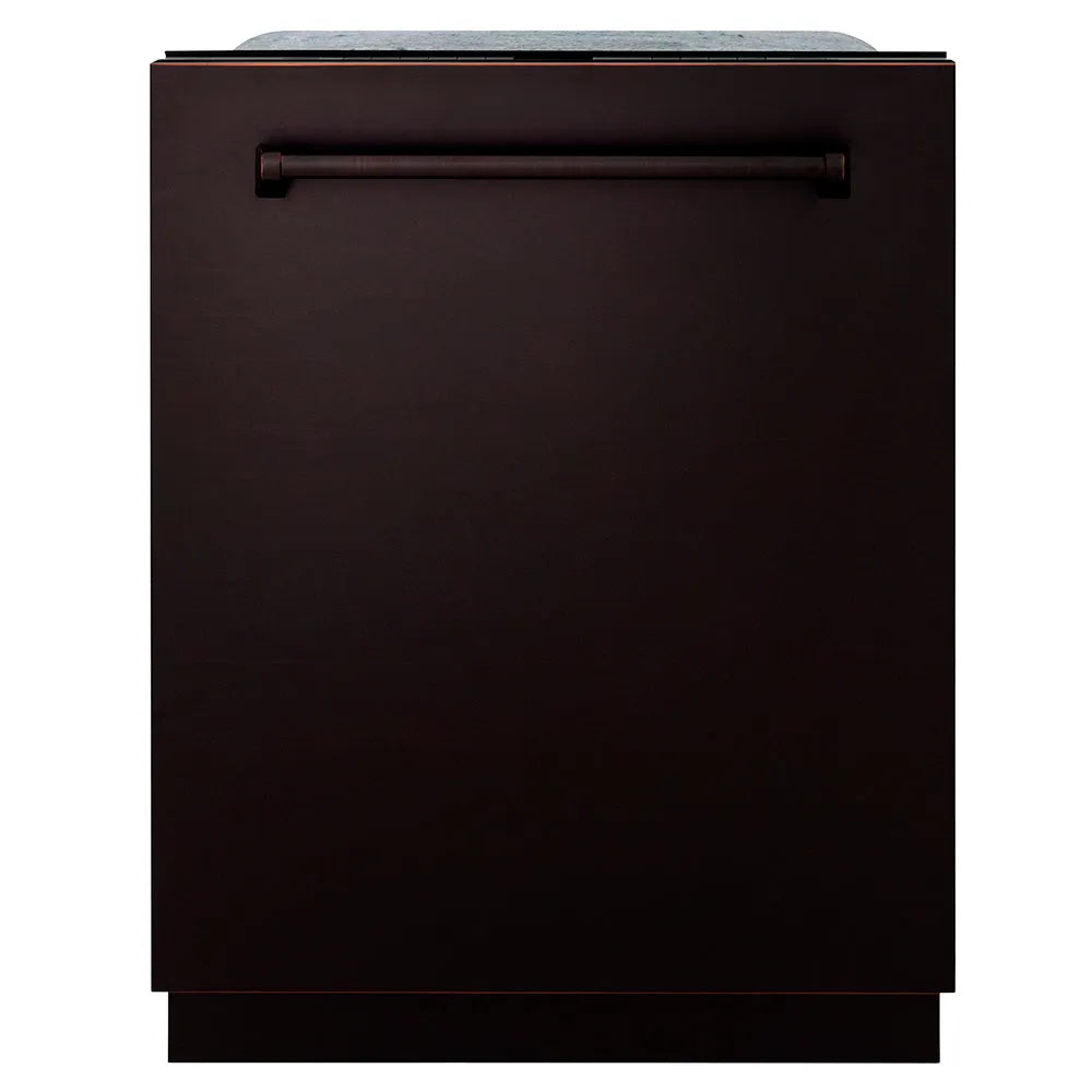 ZLINE 24 in. Monument Series 3rd Rack Dishwasher with Auto Door Open Drying, 44dBa, Oil Rubbed Bronze Panel (DWMT-ORB-24) main image.