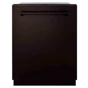 ZLINE 24 in. Monument Series 3rd Rack Dishwasher with Auto Door Open Drying, 44dBa, Oil Rubbed Bronze Panel (DWMT-ORB-24) main image.