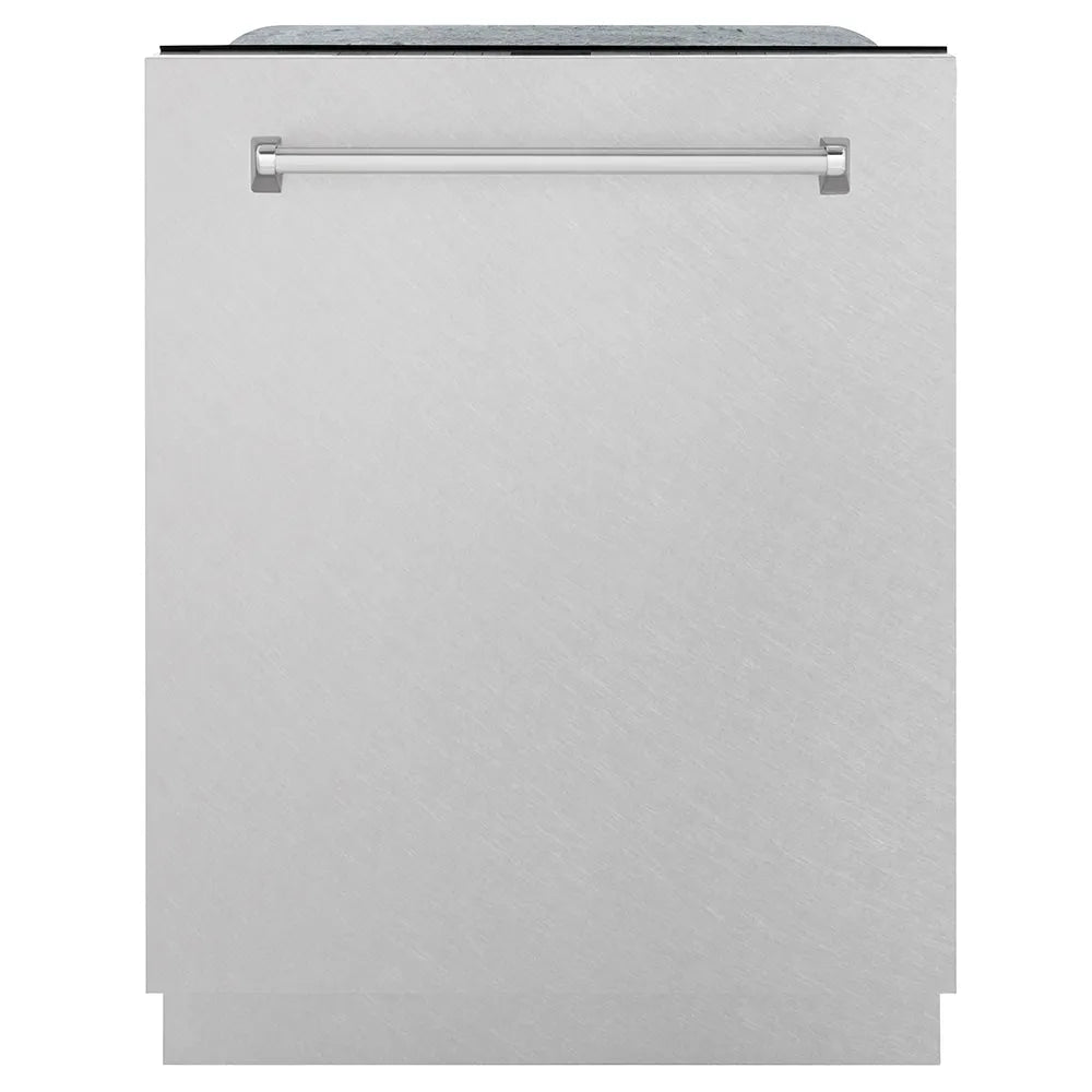 ZLINE 24 in. Monument Series 3rd Rack Dishwasher with Auto Door Open Drying, 44dBa, Satin Stainless Steel Panel (DWMT-SN-24) main image.