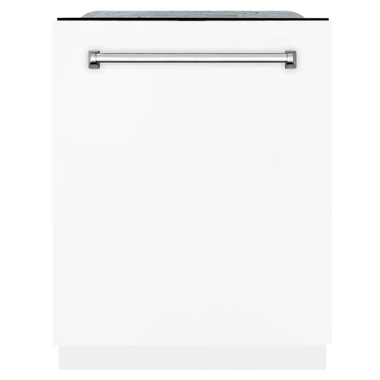 ZLINE 24 in. Monument Series 3rd Rack Dishwasher with Auto Door Open Drying, 44dBa, White Matte Panel (DWMT-WM-24) main image.