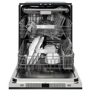 ZLINE Autograph Edition 24 in. Monument Series 3rd Rack Dishwasher with Auto Door Open Drying, 44dBa, Black Stainless Steel Panel with Champagne Bronze Handle (DWMTZ-BS-24-CB)