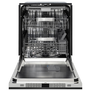 ZLINE Autograph Edition 24 in. Monument Series 3rd Rack Dishwasher with Auto Door Open Drying, 44dBa, Black Stainless Steel Panel with Champagne Bronze Handle (DWMTZ-BS-24-CB)