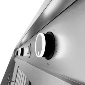 ZLINE 42 in. Under Cabinet Outdoor Grill Hood (GOU1-42) close-up detail, knobs from side.
