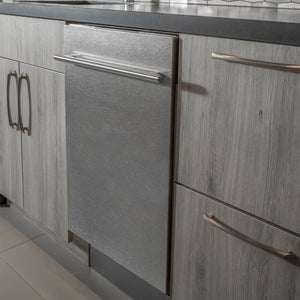 ZLINE 24 in. Top Control Built-In Dishwasher with Satin Stainless Steel Panel and Stainless Steel Tub with Modern Style Handle, 52dBa (DW-SN-24) in a luxury kitchen.