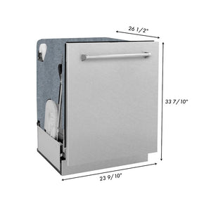 ZLINE 24 in. Monument Series 3rd Rack Top Touch Control Dishwasher with Satin Stainless Steel Panel and Stainless Steel Tub, 45dBa (DWMT-SN-24) dimensional diagram.