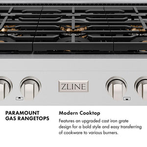 ZLINE 36 in. Paramount Gas Rangetop with 6 Burner DuoPro™ Cooktop in Black Satin Stainless Steel (PSRTBS-36)