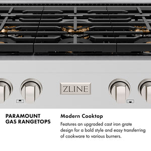 ZLINE Autograph Edition 30 in. Paramount Gas Rangetop with 4 Burner DuoPro™ Cooktop in Black Stainless Steel and Polished Gold Accents (PSRTBZ-30-G)
