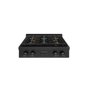 ZLINE 30 in. Paramount Gas Rangetop with 4 Burner DuoPro™ Cooktop in Black Stainless Steel (PSRTB-30)