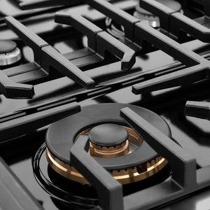 ZLINE 36 in. Paramount Gas Rangetop with 6 Burners and Porcelain Cooktop in Black Stainless Steel (SRTB-36) large gas burner.