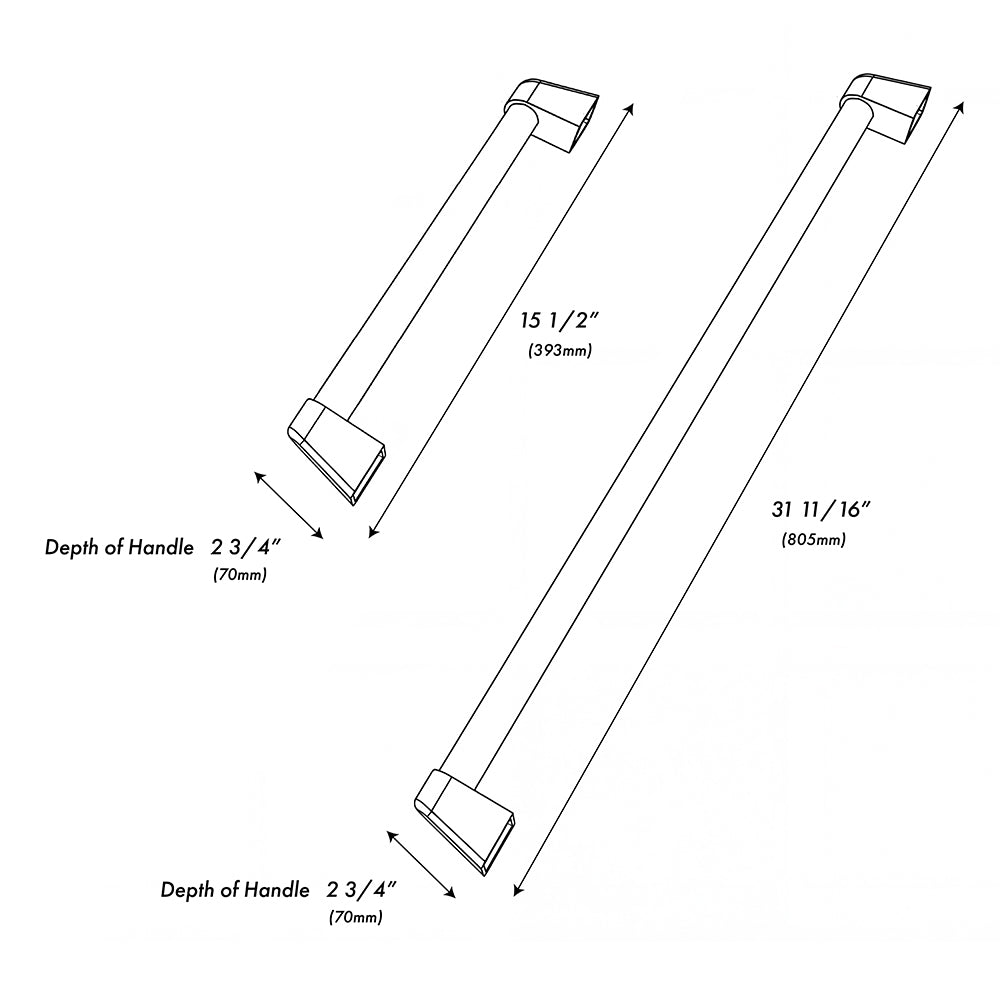 ZLINE 48 in. Helix Handles (Set of 2) for Paramount and Select Ranges in Black Stainless Steel (SGZ-054-K-BS-48) dimensional diagram.