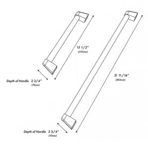 ZLINE Autograph Edition 48 in. Helix Handles (Set of 2) for Paramount and Select Ranges in Polished Gold (SGZ-054-K-G-48) dimensional diagram.