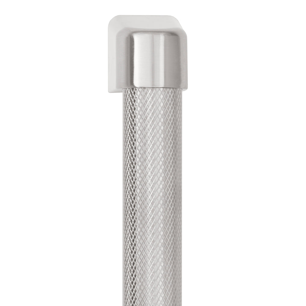 ZLINE 48 in. Helix Handles (Set of 2) for Paramount and Select Ranges in Stainless Steel (SGZ-054-K-ST-48) close-up, on white background, showing knurled detailing.