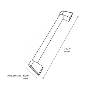 ZLINE 18 in. Helix Handle (Set of 1) for Paramount and Select Ranges in Black Stainless Steel (SGZ-054C-K-BS) dimensional diagram.