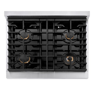 ZLINE Autograph Edition 30 in. Paramount Gas Rangetop with 4 Burners and Porcelain Cooktop in Stainless Steel with Matte Black Accents (SRTZ-30-MB)