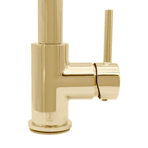 ZLINE Dante Pull Down Kitchen Faucet in Polished Gold (DNT-KF-PG) mount and handle.