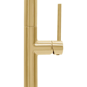 ZLINE Voltaire Kitchen Faucet in Polished Gold (VLT-KF-PG) handle.