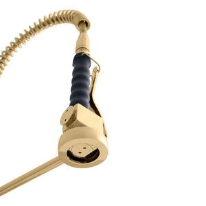 ZLINE Van Gogh Pull Down Spring Kitchen Faucet with Pot Filler in Polished Gold (VNG-KF-PG) pull down spray wand.