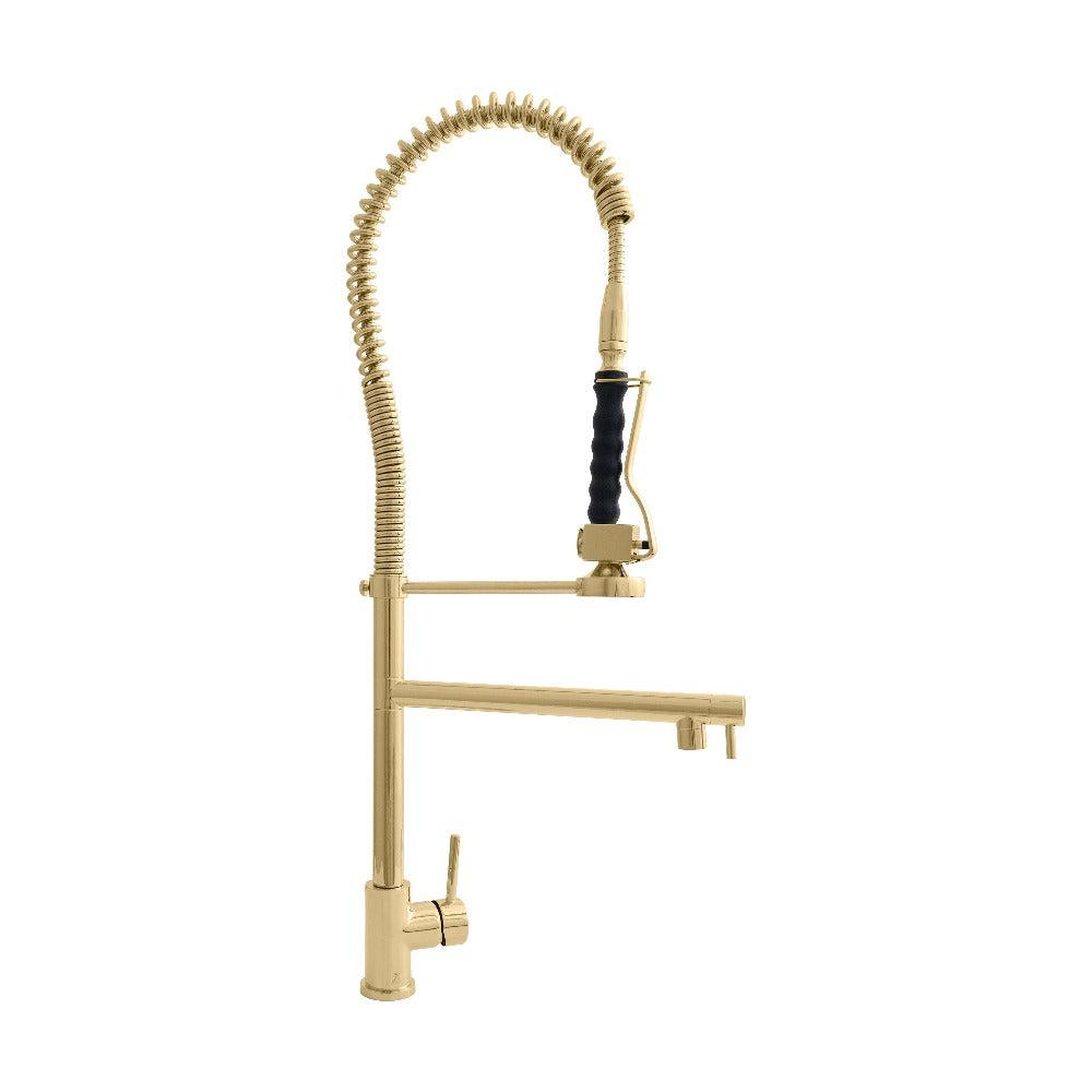 ZLINE Van Gogh Kitchen Faucet in Polished Gold (VNG-KF-PG) side.