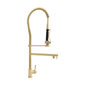 ZLINE Van Gogh Pull Down Spring Kitchen Faucet with Pot Filler in Polished Gold (VNG-KF-PG) side.