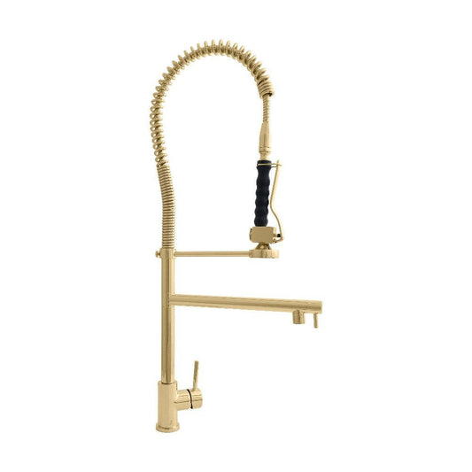 ZLINE Van Gogh Pull Down Spring Kitchen Faucet with Pot Filler in Polished Gold (VNG-KF-PG) side.