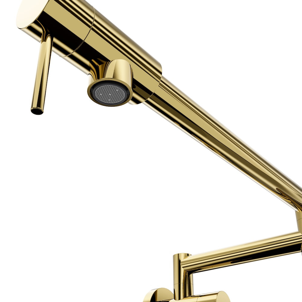 ZLINE Gemini Pot Filler in Polished Gold (GEM-FPF-PG) spout.