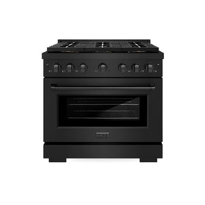 ZLINE 36 in. 5.2 cu. ft. Paramount Dual Fuel Range with 6 Burner DuoPro™ Cooktop and Electric Convection Oven in Black Stainless Steel (PSDRB-36)