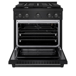 ZLINE 30 in. 4.2 cu. ft. Paramount Gas Range with 4 Burner Cooktop and Convection Gas Oven in Black Stainless Steel (SGRB2-30)