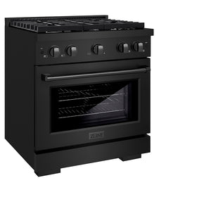 ZLINE 30 in. 4.2 cu. ft. Paramount Gas Range with 4 Burner Cooktop and Convection Gas Oven in Black Stainless Steel (SGRB2-30)