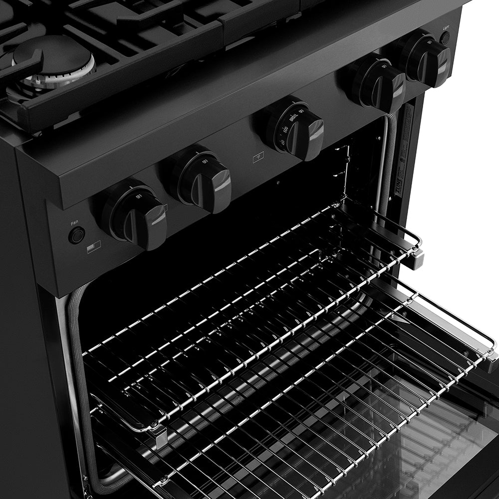 ZLINE 30 in. 4.2 cu. ft. Paramount Gas Range with 4 Burner Cooktop and Convection Gas Oven in Black Stainless Steel (SGRB2-30)