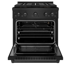 ZLINE 30 in. 4.2 cu. ft. Paramount Gas Range with 4 Burner DuoPro™ Cooktop and Convection Gas Oven in Black Stainless Steel (PSGRB-30)
