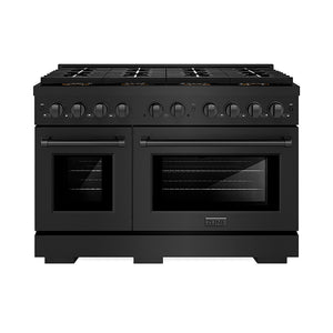 ZLINE 48 in. 6.7 cu. ft. Paramount Gas Range with 8 Burner DuoPro™ Cooktop and Dual Ovens in Black Stainless Steel (PSGRB-48)