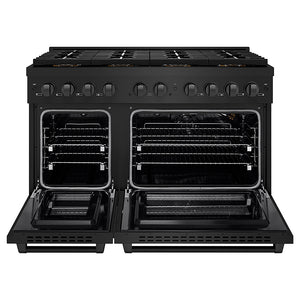 ZLINE 48 in. 6.7 cu. ft. Paramount Gas Range with 8 Burner DuoPro™ Cooktop and Dual Ovens in Black Stainless Steel (PSGRB-48)