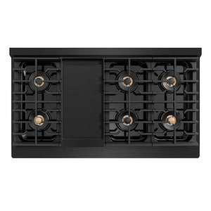 ZLINE 48 in. 6.7 cu. ft. Paramount Gas Range with 8 Burner DuoPro™ Cooktop and Dual Ovens in Black Stainless Steel (PSGRB-48)