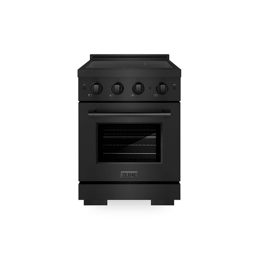 ZLINE 24 in. 3.2 cu. ft. Paramount Induction Range with 3 Element Cooktop and Electric Convection Oven in Black Stainless Steel (SINRB-24)