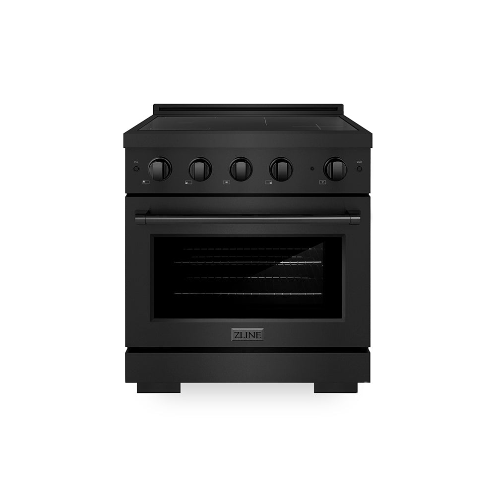 ZLINE 30 in. 4.2 cu. ft. Paramount Induction Range with 4 Element Cooktop and Electric Convection Oven in Black Stainless Steel (SINRB-30)