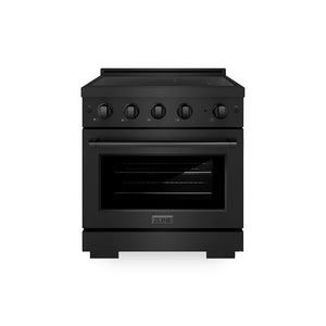 ZLINE 30 in. 4.2 cu. ft. Paramount Induction Range with 4 Element Cooktop and Electric Convection Oven in Black Stainless Steel (SINRB-30)