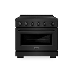 ZLINE 36 in. 5.2 cu. ft. Paramount Induction Range with 5 Element Cooktop and Electric Convection Oven in Black Stainless Steel (SINRB-36)