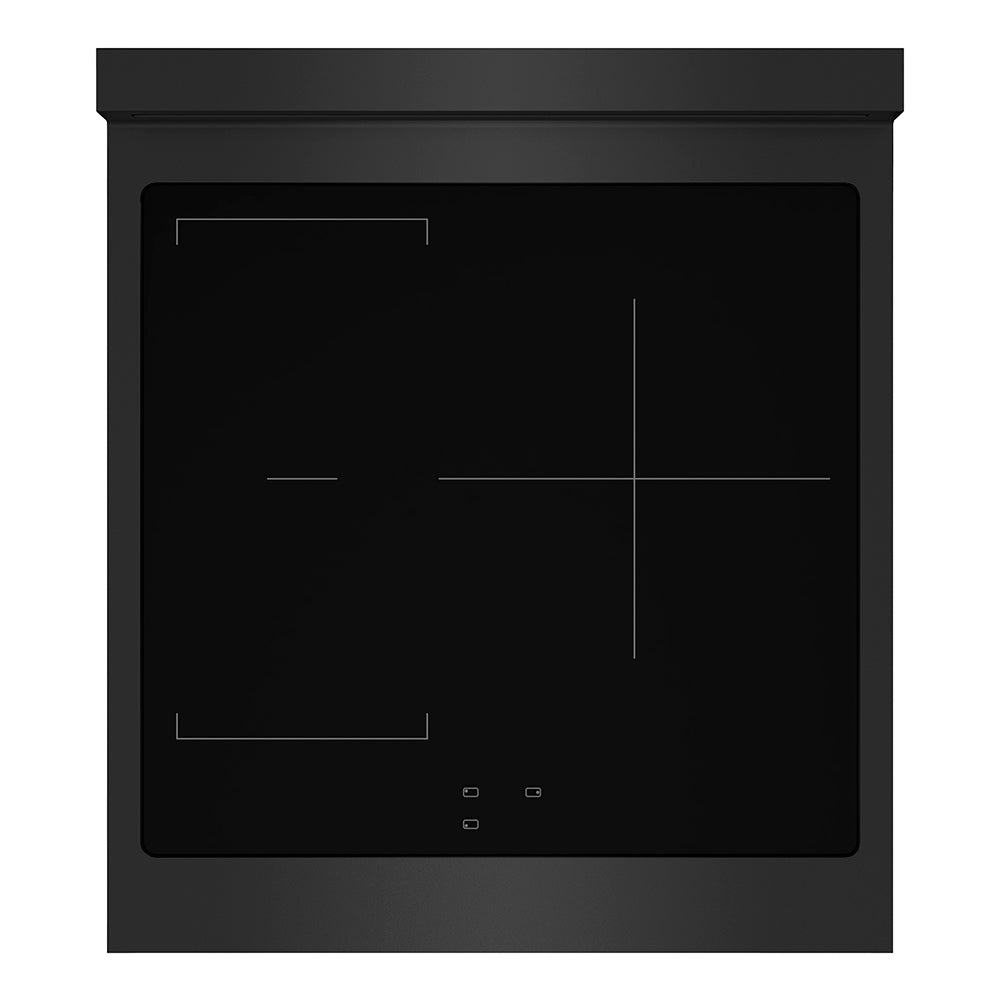 ZLINE Autograph Edition 24 in. 3.2 cu. ft. Paramount Induction Range with 3 Element Cooktop and Electric Convection Oven in Black Stainless Steel with Polished Gold Accents (SINRBZ-24-G) top-down, above induction cooktop.