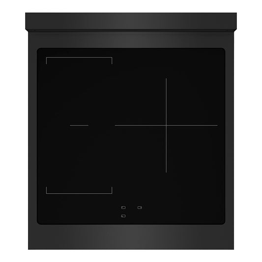 ZLINE Autograph Edition 24 in. 3.2 cu. ft. Paramount Induction Range with 3 Element Cooktop and Electric Convection Oven in Black Stainless Steel with Polished Gold Accents (SINRBZ-24-G) top-down, above induction cooktop.