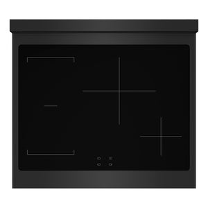 ZLINE Autograph Edition 30 in. 4.2 cu. ft. Paramount Induction Range with 4 Element Cooktop and Electric Convection Oven in Black Stainless Steel with Polished Gold Accents (SINRBZ-30-G) top-down, above induction cooktop.