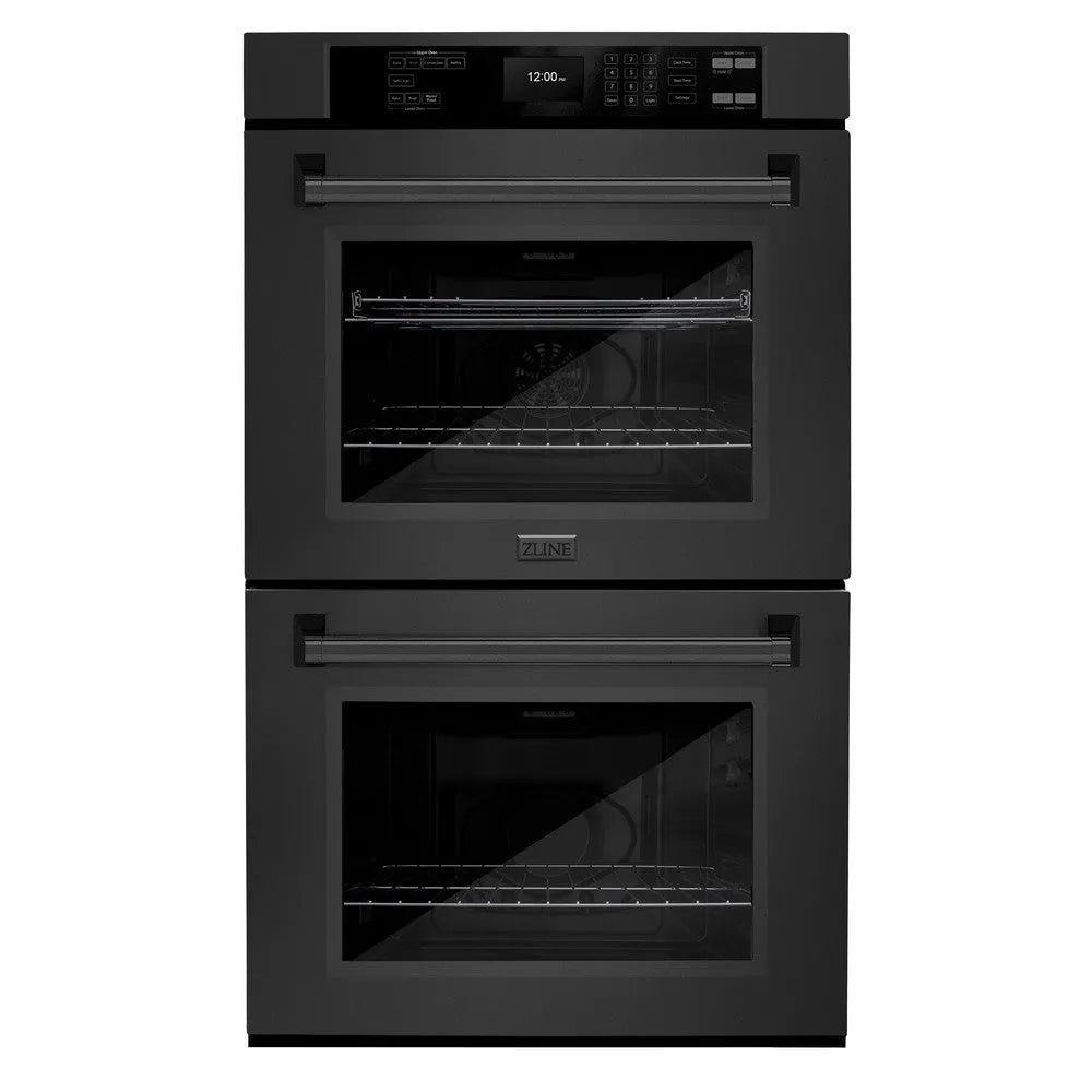 ZLINE 30 in. Professional True Convection Double Wall Oven with Air Fry and Self Clean in Black Stainless Steel (WADB-30) main image.