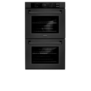 ZLINE 30 in. Professional True Convection Double Wall Oven with Air Fry and Self Clean in Black Stainless Steel (WADB-30) front, closed.