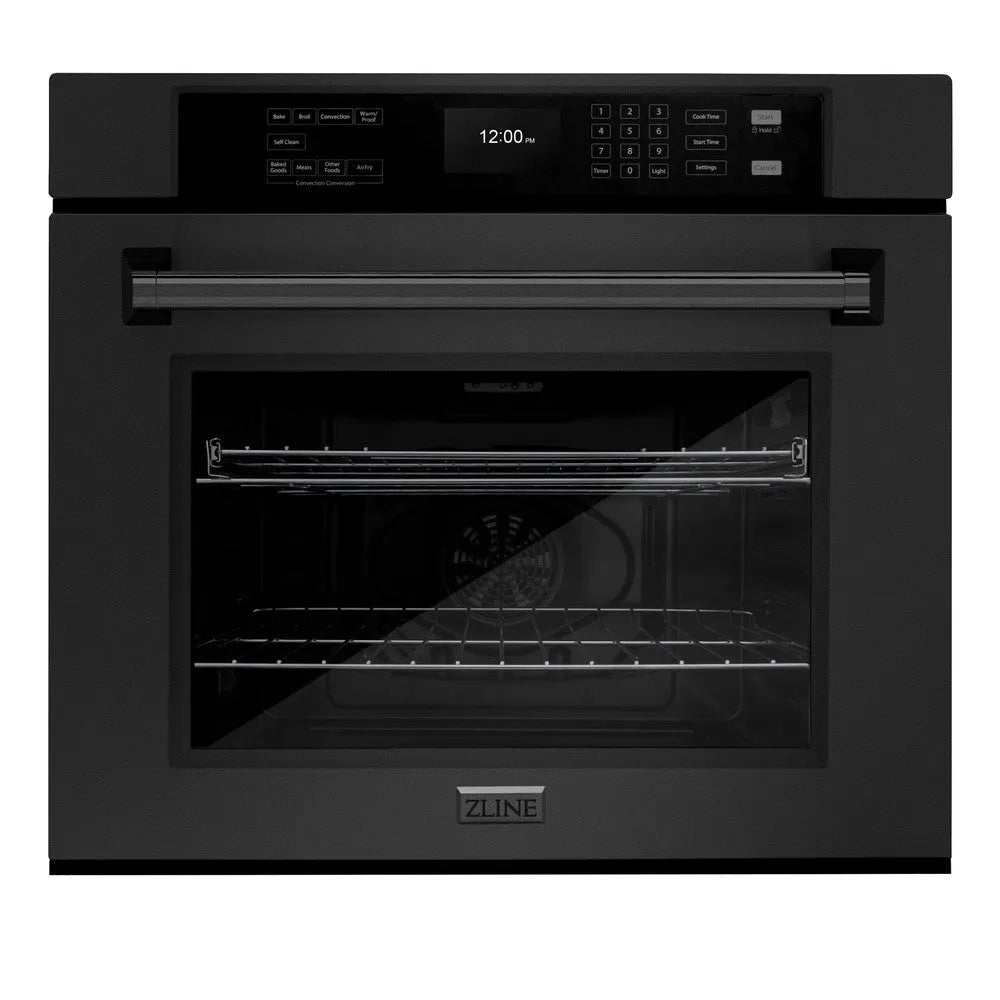 ZLINE 30 in. Professional True Convection Single Wall Oven with Air Fry and Self Clean in Black Stainless Steel (WASB-30) main image.