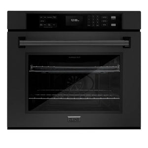ZLINE 30 in. Professional True Convection Single Wall Oven with Air Fry and Self Clean in Black Stainless Steel (WASB-30) main image.