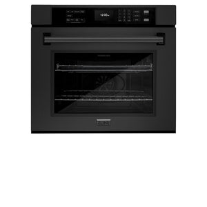 ZLINE 30 in. Professional True Convection Single Wall Oven with Air Fry and Self Clean in Black Stainless Steel (WASB-30) front, closed.