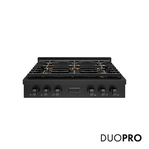 ZLINE 36 in. Paramount Gas Rangetop with 6 Burner DuoPro™ Cooktop in Black Stainless Steel (PSRTB-36)