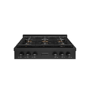 ZLINE 36 in. Paramount Gas Rangetop with 6 Burner DuoPro™ Cooktop in Black Satin Stainless Steel (PSRTBS-36)