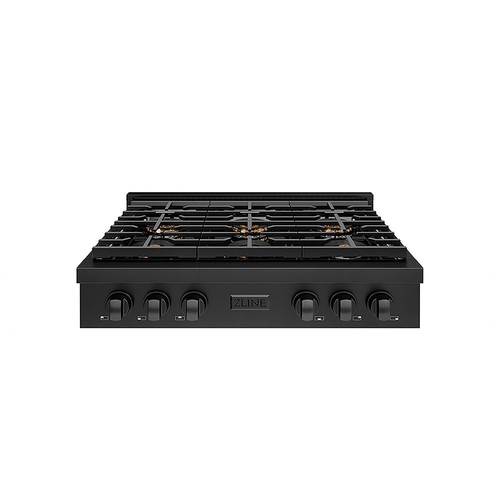 ZLINE 36 in. Paramount Gas Rangetop with 6 Burner DuoPro™ Cooktop in Black Stainless Steel (PSRTB-36)