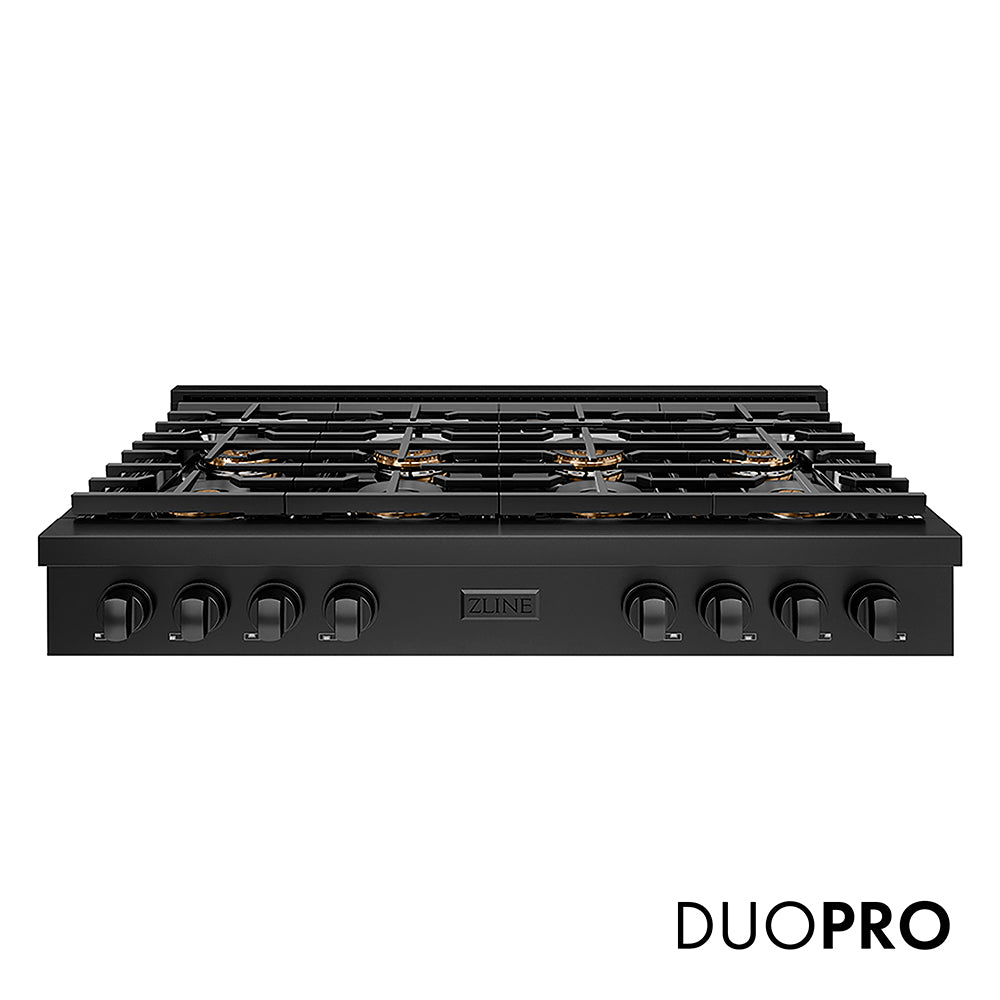 ZLINE 48 in. Paramount Gas Rangetop with 8 Burner DuoPro™ Cooktop in Black Stainless Steel (PSRTB-48)